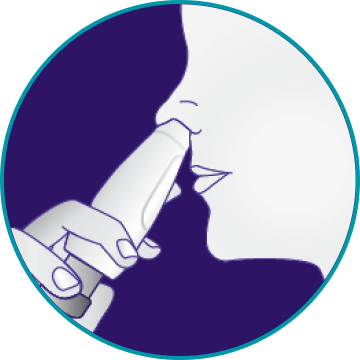 Diagram of sealing XHANCE between the nosepiece and nostril