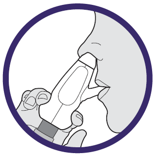 Diagram of sealing XHANCE between the nosepiece and nostril